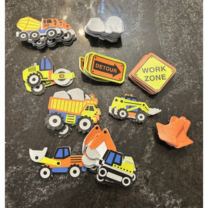 43 Foam Stickers Scrapbooking Kids Cement Mixer Backhoe Rocks Trucks Signs Cones